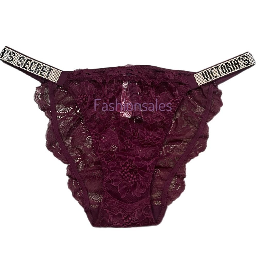 Victoria's Secret Crystals Rhinestone Bling Shine Strap Bikini Lace Panty Xsmall